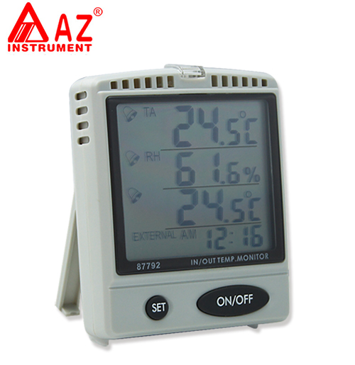 台湾衡欣 AZ87792高精度温湿度计监控仪可编程报警功能外接温度探针