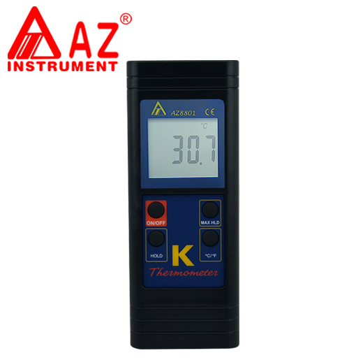 台湾衡欣 AZ8801 工业仓库大棚家用手持式大荧幕K型热电偶电子温度计仪表