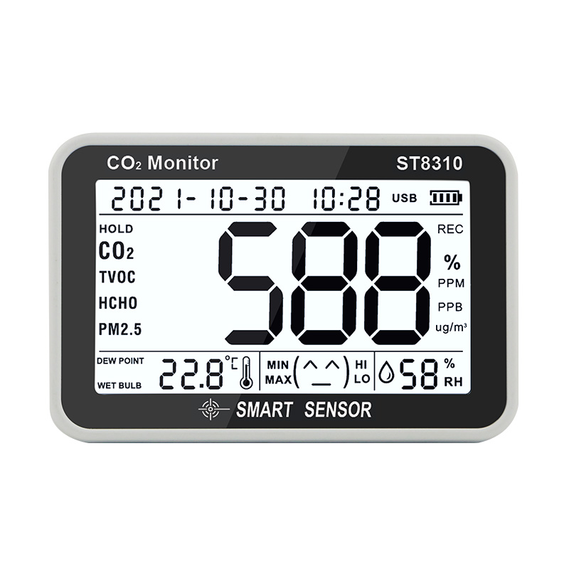 希玛ST8310二氧化碳检测仪温湿度记录器家用室内空气质量co2浓度报警器