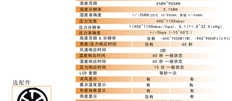 台湾衡欣 AZ8909多功能风速计可检测温度湿度压力凉风露点热力指数